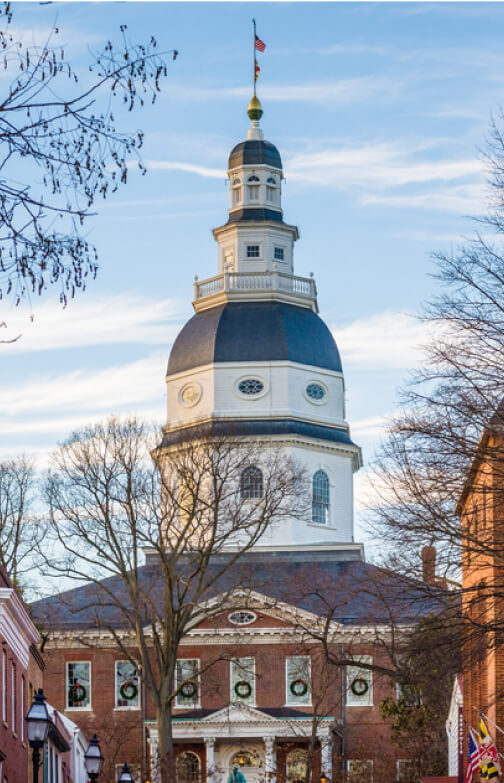 Maryland-State-House-Annapolis-Trees